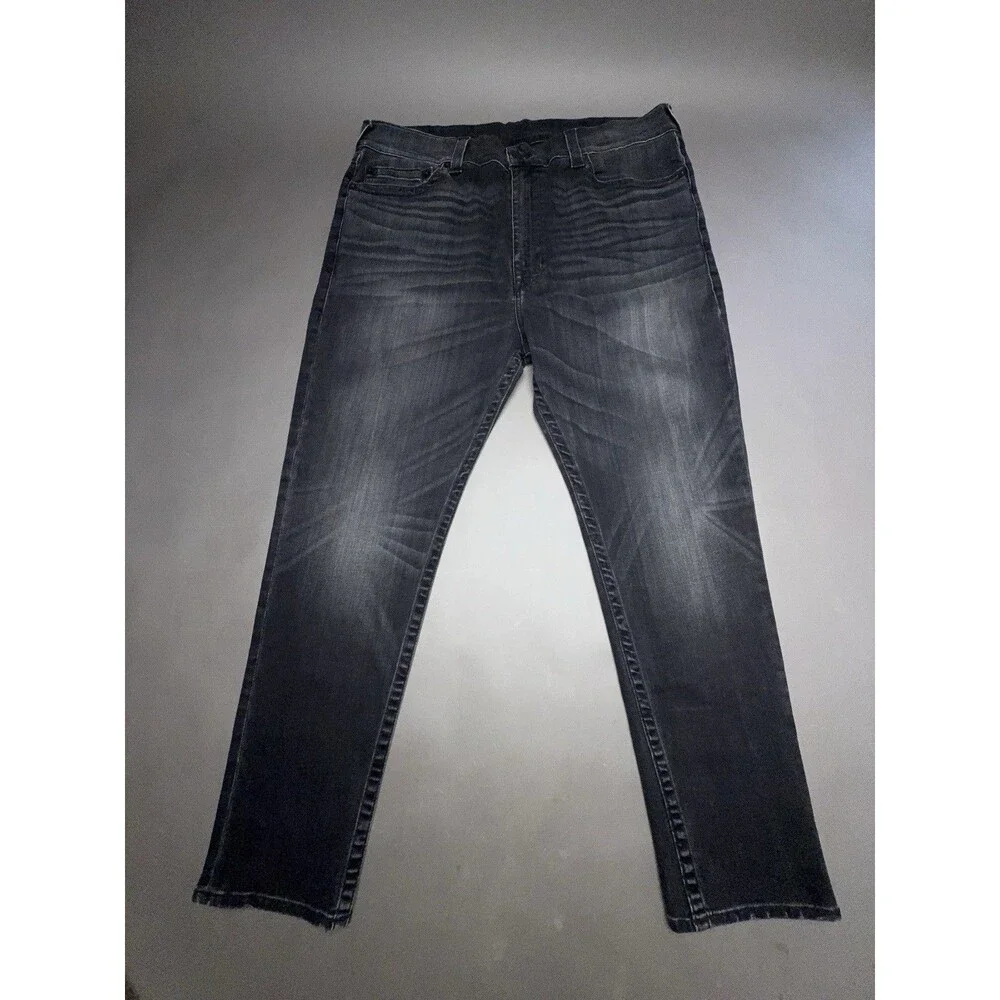 True Religion Marco Relaxed Taper Mens Black Denim Jeans 38x32